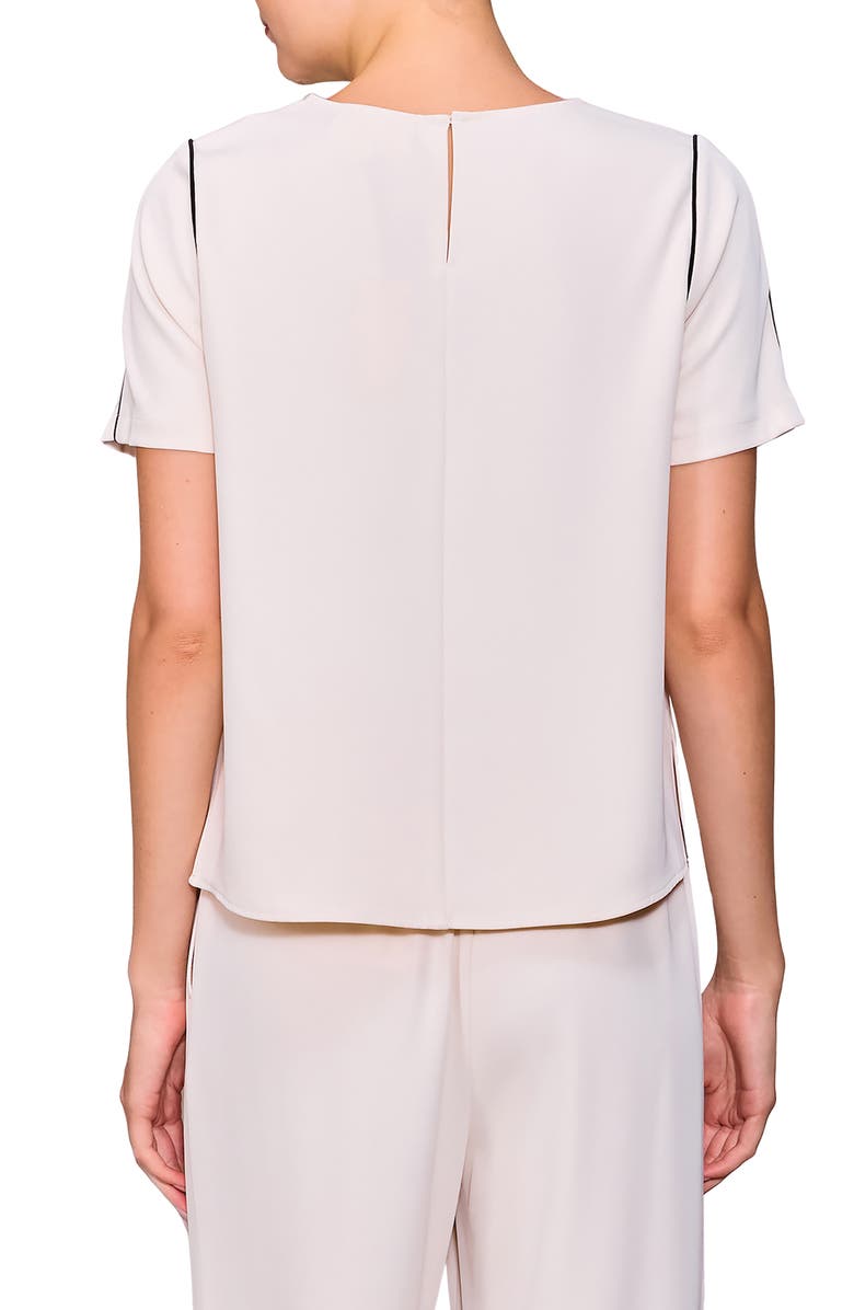 MELLODAY Tipped Pocket Blouse Tee, Alternate, color, Bone/ Black