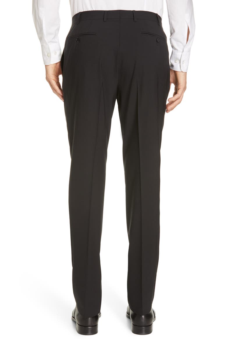 Flat Front Classic Fit Solid Stretch Wool Dress Pants, Alternate, color, BLACK