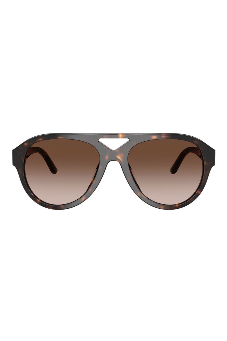 55mm Gradient Pilot Sunglasses, Main, color, DARK TORTOISE / BROWN GRADIENT