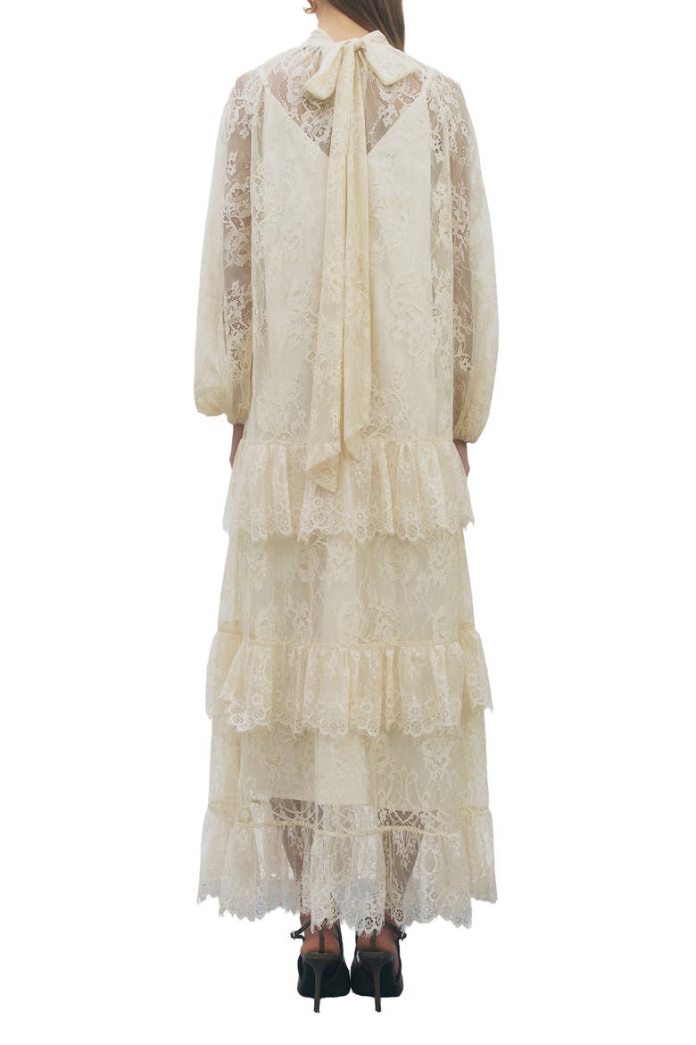 Olympia Mock Neck Lace Maxi Dress, Alternate, color, IVORY