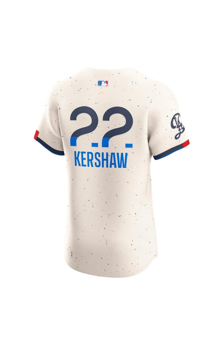 Nike Men's Nike Clayton Kershaw Cream Los Angeles Dodgers City Connect Elite Jersey, Alternate, color, 