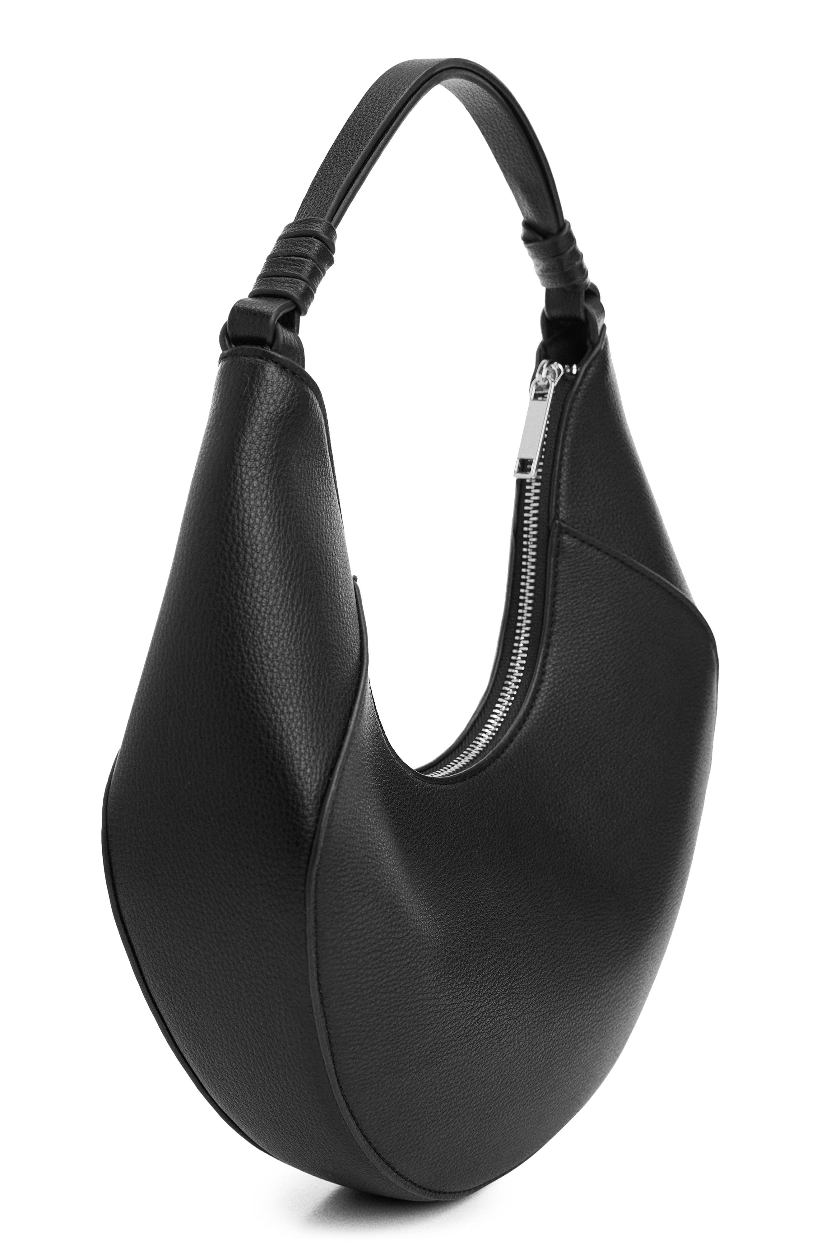 MANGO Faux Leather Hobo Bag, Alternate, color, 