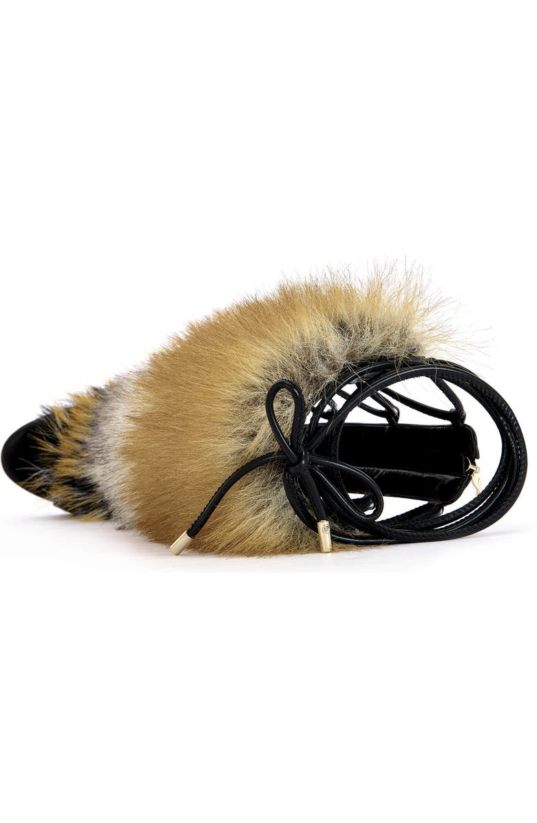 AZALEA WANG STAMOS-BROWN FAUX FUR GLADIATOR SANDAL BOOT - BROWN / 6 / STILETTO, Alternate, color, Brown