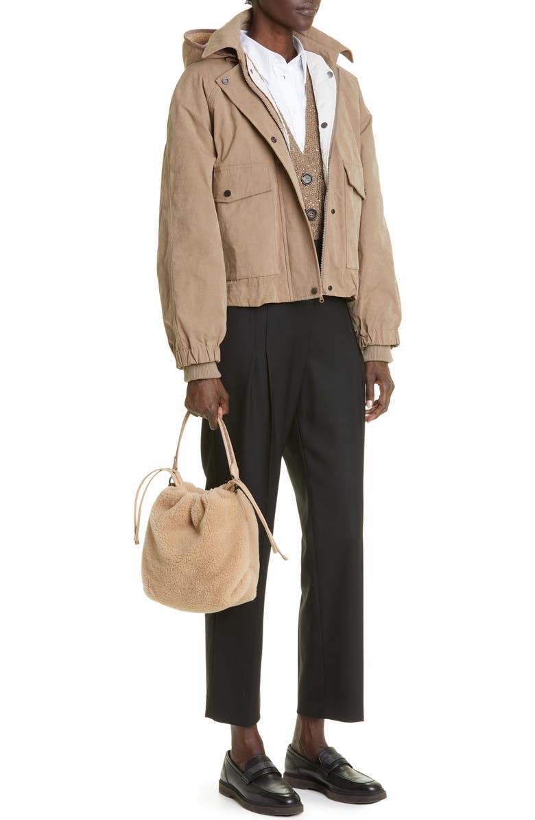 Brunello Cucinelli Genuine Shearling Bucket Bag, Alternate, color,