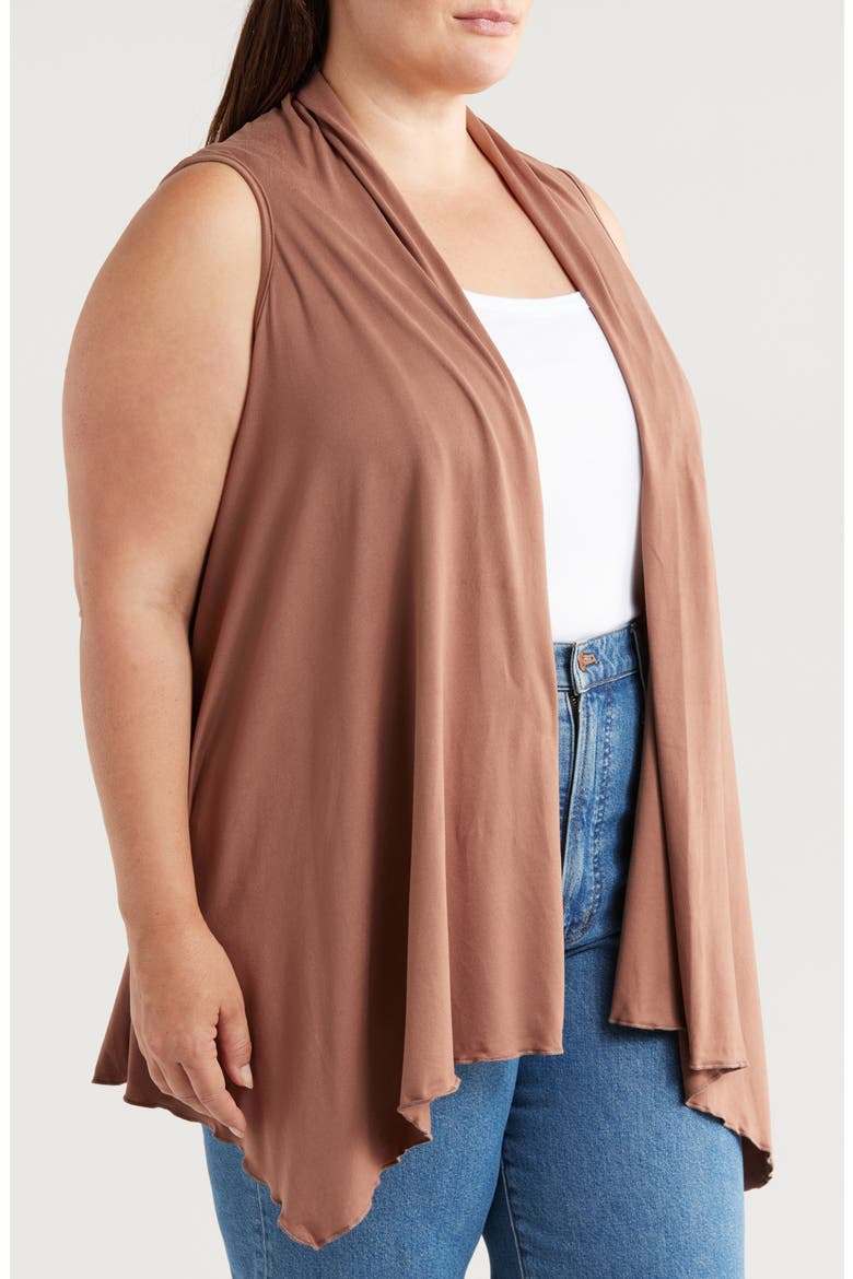 Open Front Sidetail Stretch Vest, Alternate, color, NUDE