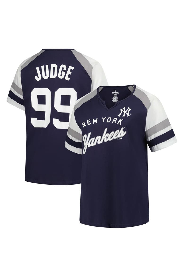 Women's Profile Aaron Judge Navy New York Yankees Plus Size Name & Number Raglan T-Shirt, Main, color, Navy