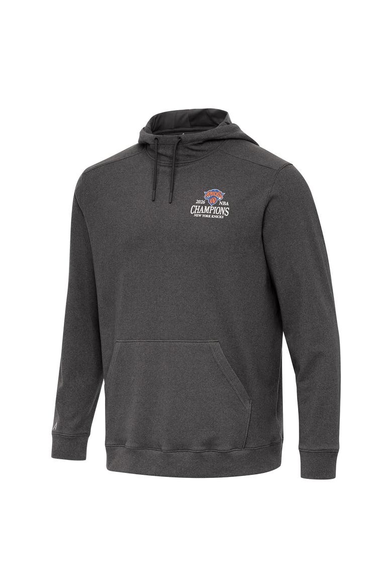 Men's Antigua Black New York Knicks 2026 NBA Finals Champions Wordmark Cloud Hoodie, Alternate, color, Black