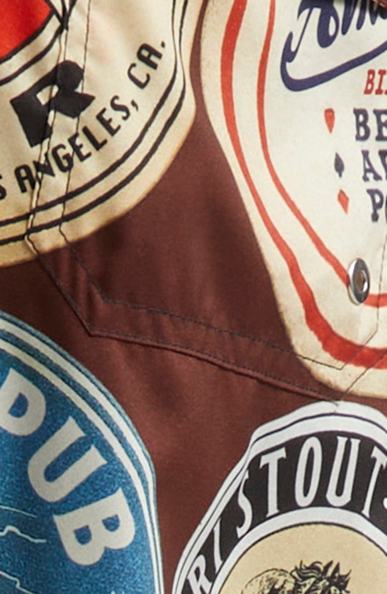 AMIRI Coasters Print Swim Trunks, Alternate, color, Chocolate