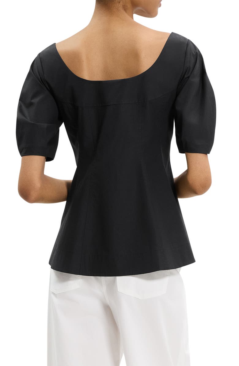 Theory Puff Sleeve Scoop Neck Shirt, Alternate, color, Black