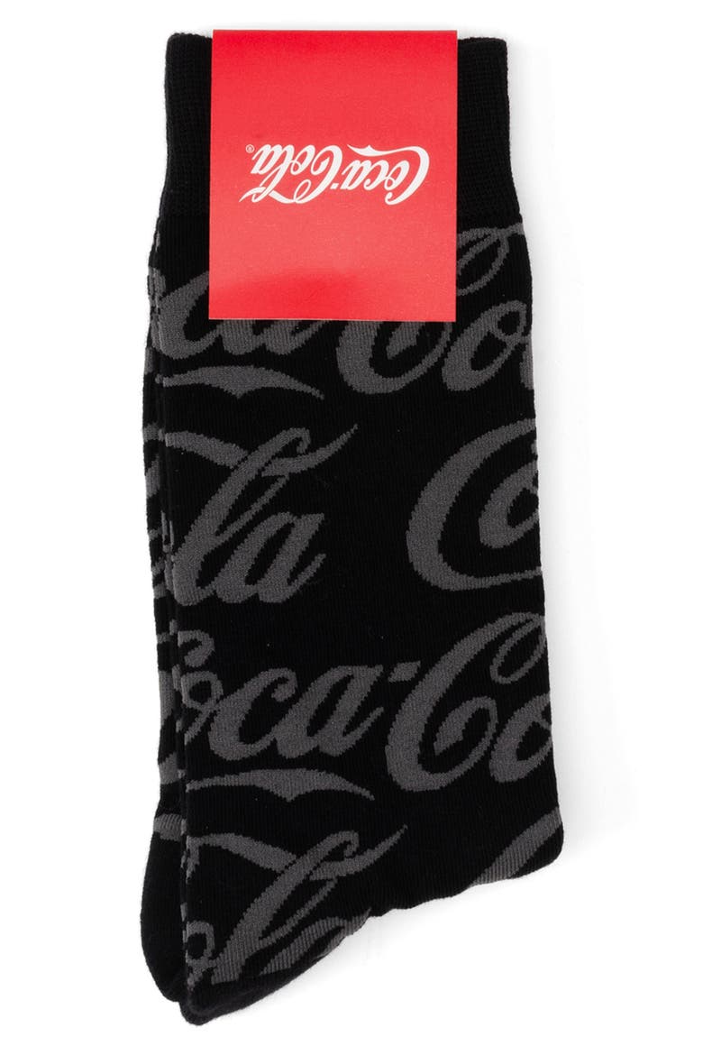 Coke Crew Socks, Alternate, color, BLACK