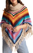SAACHI Earth to Sky Rainbow Stripe Crochet Poncho