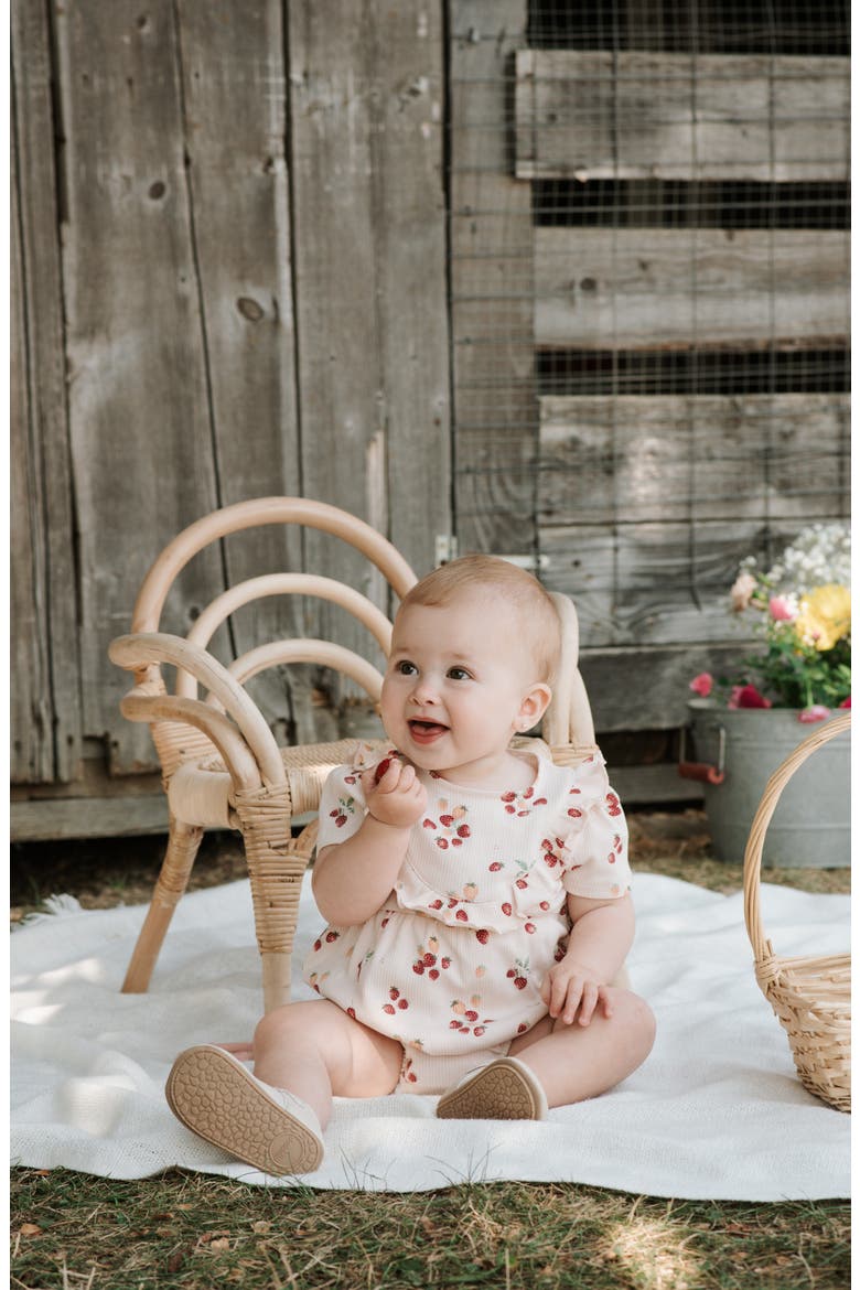 Strawberry Print Bodysuit, Alternate, color, LIGHT PINK