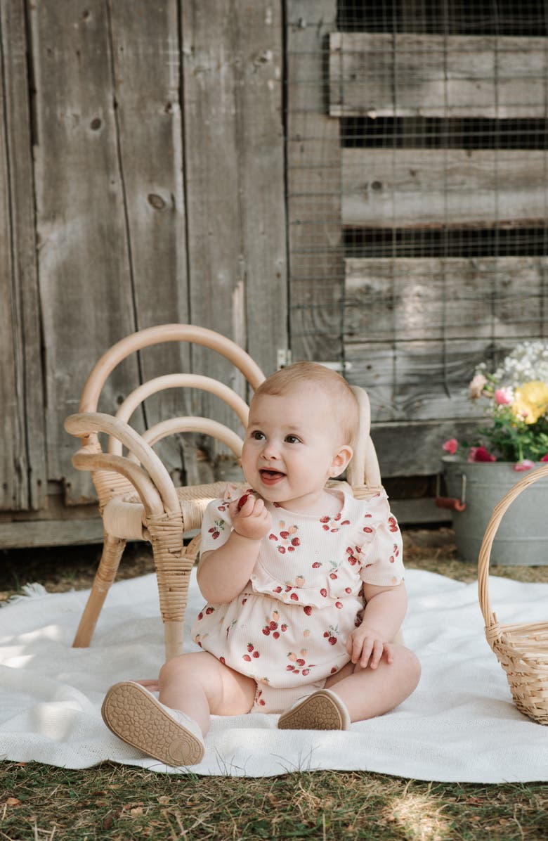 Petit Lem Strawberry Print Bodysuit, Alternate, color, Light Pink