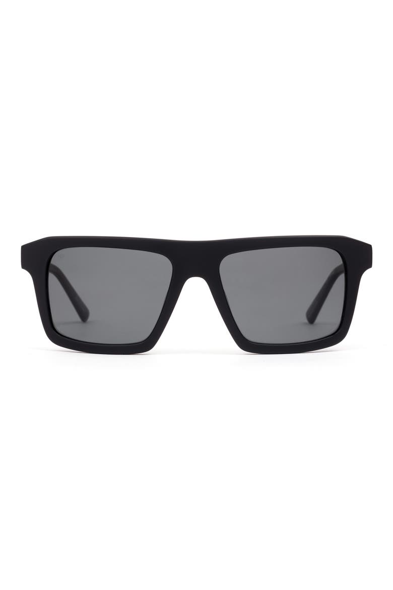 GT 59mm Polarized Square Sunglasses, Main, color, BLACK