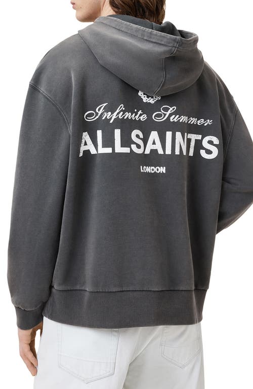 Allsaints Soleil Oversized Pullover Hoodie In Washed Black