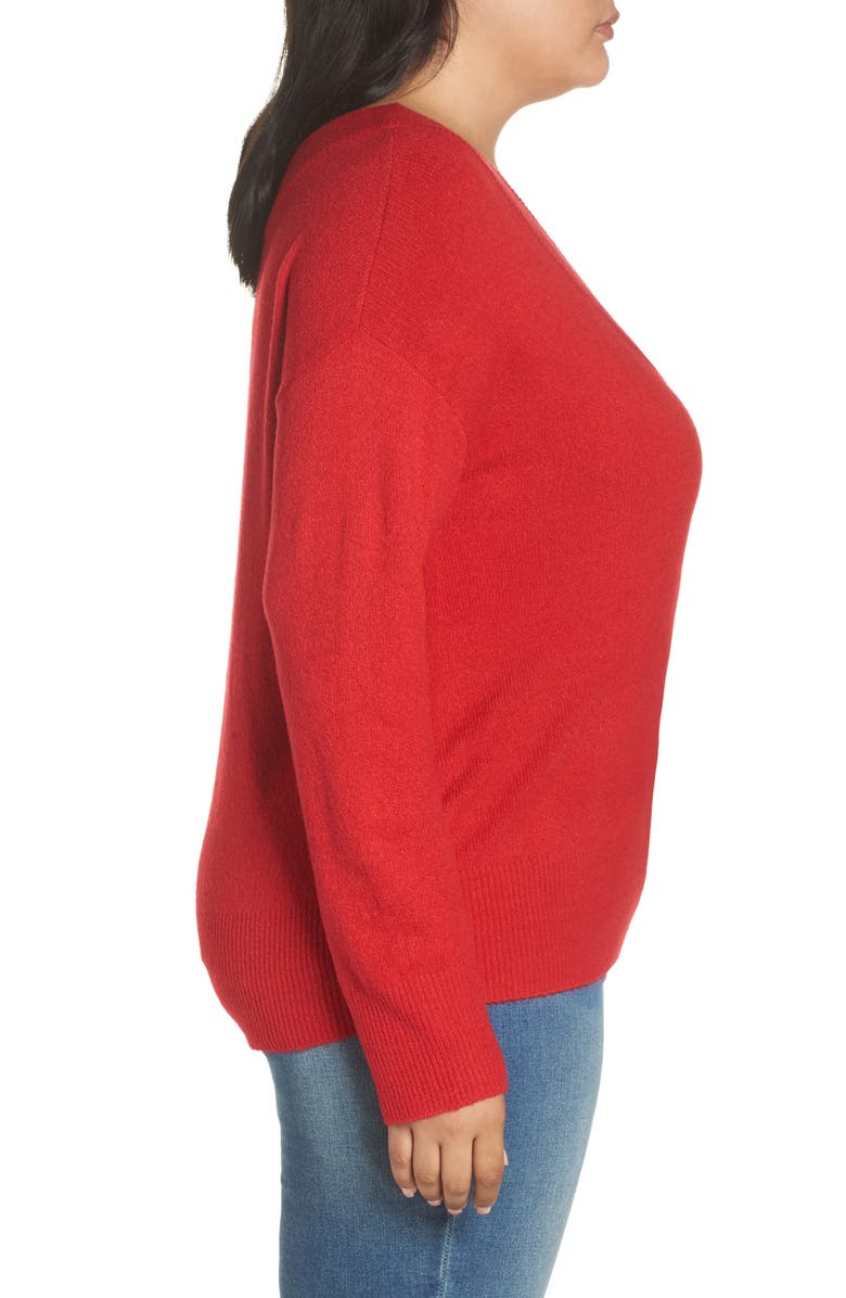 Leith Fluffy Deep V-Neck Pullover, Alternate, color, 