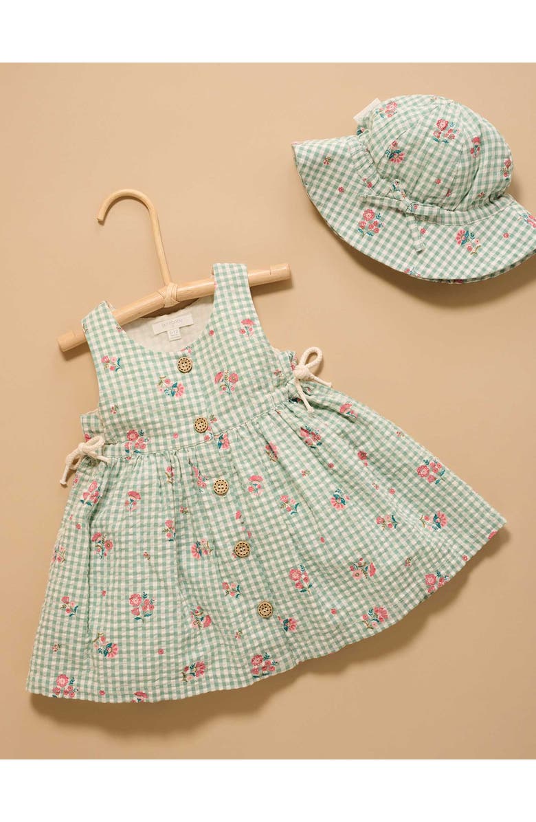 Purebaby Gingham Pinnie, Alternate, color, Frida Print