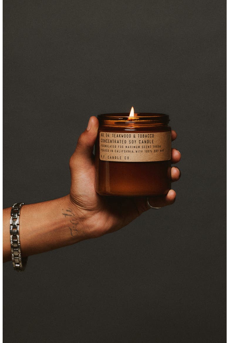 Teakwood & Tobacco Soy Candle, Alternate, color, BROWN