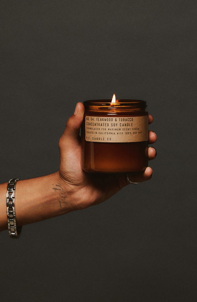 P.F. Candle Co. Teakwood & Tobacco Soy Candle, Alternate, color, Brown