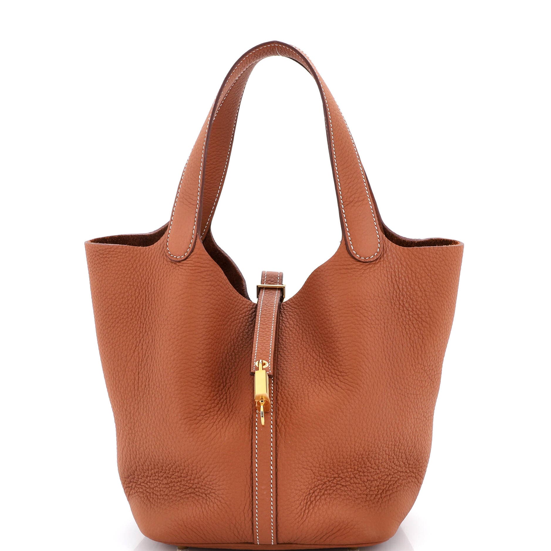 Pre-Owned Hermes Picotin Lock Bag Clemence MM, Main, color, Gold