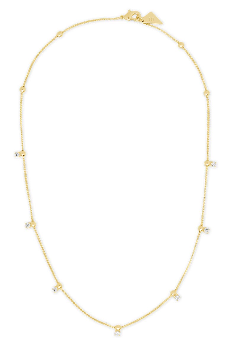 Kornelia Cubic Zirconia Beaded Station Chain Necklace, Alternate, color, GOLD