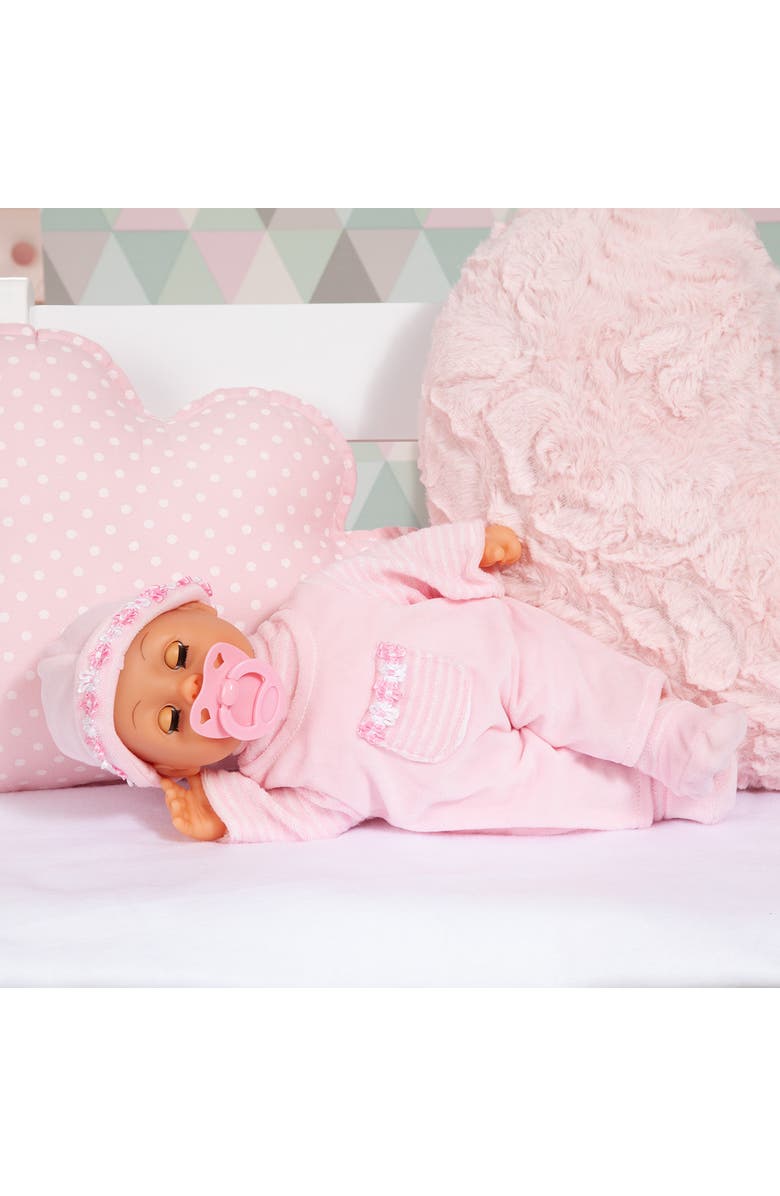 Bayer Design Bayer First Words Baby Doll with Sounds and Accessories, 15 Inch Soft-Body, Realistic Baby Sounds, Includes Pacifier and Bottle, in Soft Pink, Alternate, color, Multicolored