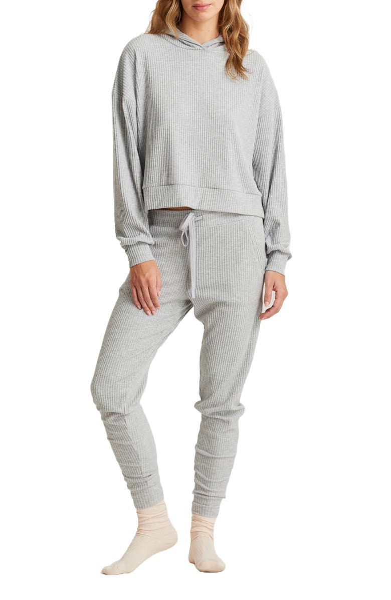 Papinelle Ribbed Crop Hoodie, Alternate, color, Grey