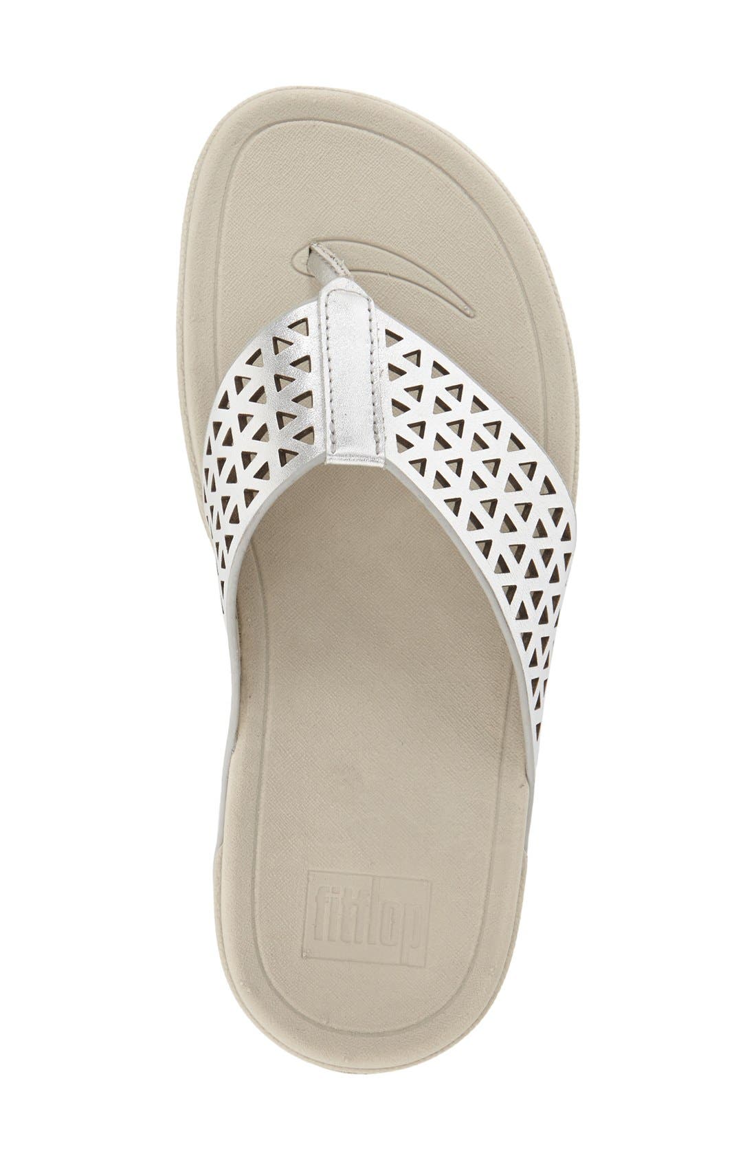 FitFlop™ Lattice Surfa Sandal, Alternate, color, SILVER LEATHER