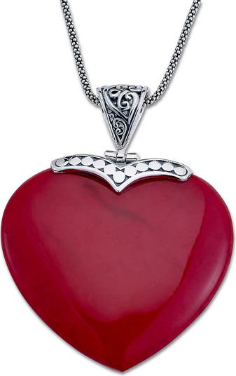 Artisan Silver by Samuel B. 25x22mm Heart Shape Apple Coral Pendant main image 1