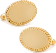 Cufflinks, Inc. Engravable Oval Rope Border 14K Gold Plated Cuff Links