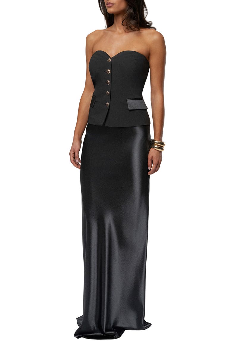 Strapless Button Front Vest, Alternate, color, BLACK