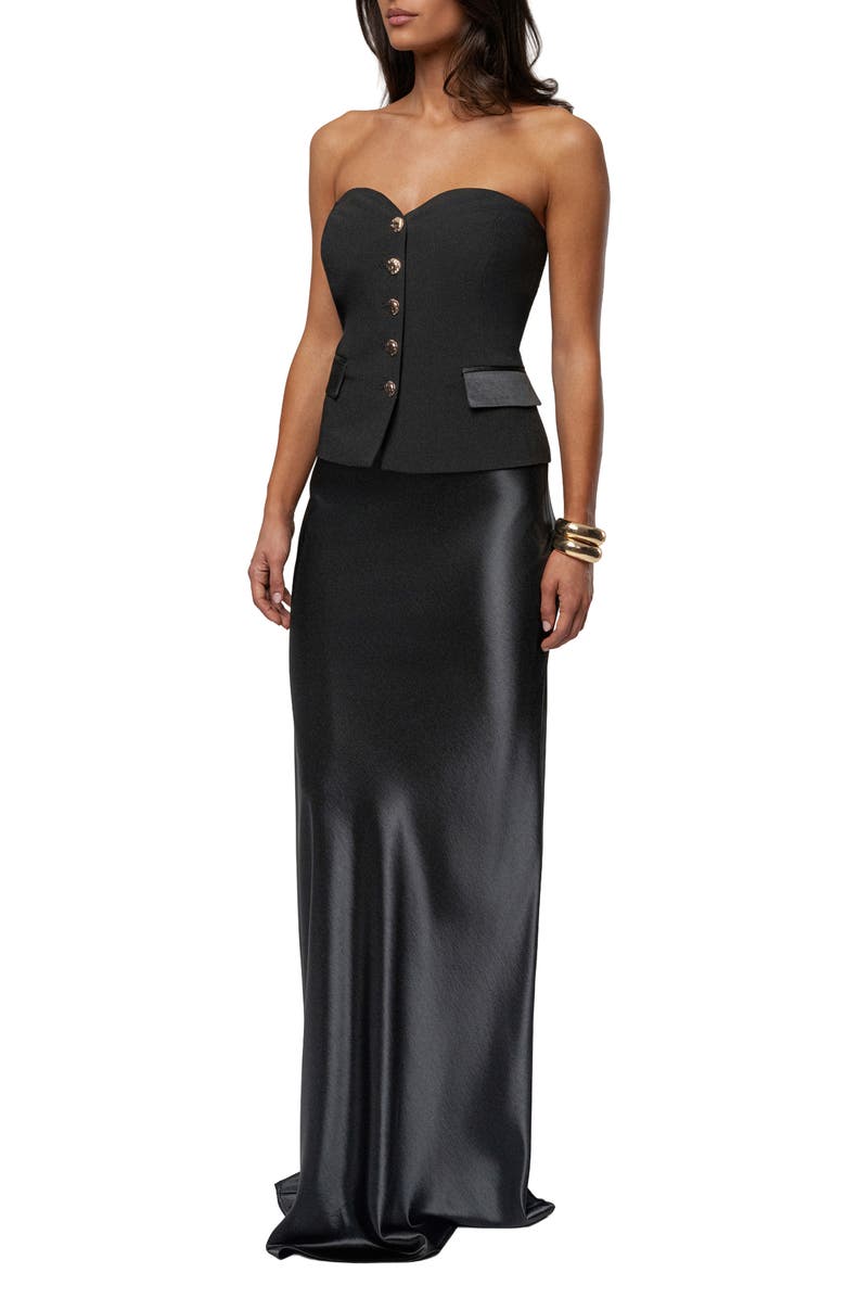 JLUXLABEL Strapless Button Front Vest, Alternate, color, Black