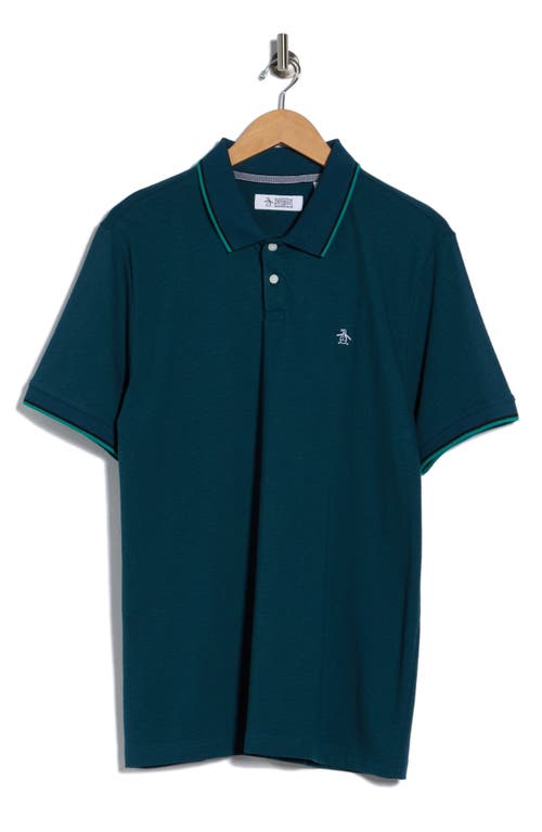 Original Penguin Tipped Knit Polo In Blue