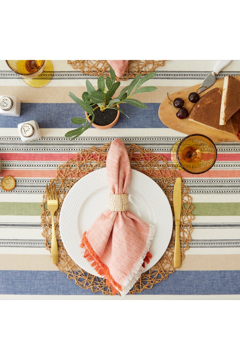 Warm Stripe Tablecloth 60x104", Alternate, color, Warm Stripe