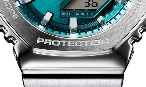 G-shock G-steel Gm2110d-8a Green Ana-digi Bracelet Watch, 49.3mm X 44.4mm In Metallic