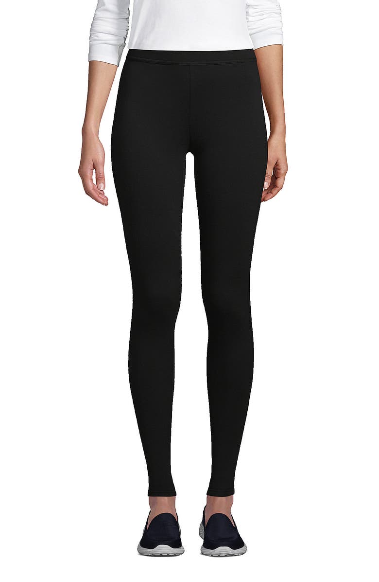 Lands' End High Rise Serious Sweats Fleece Lined Pocket Leggings, Alternate, color, Black