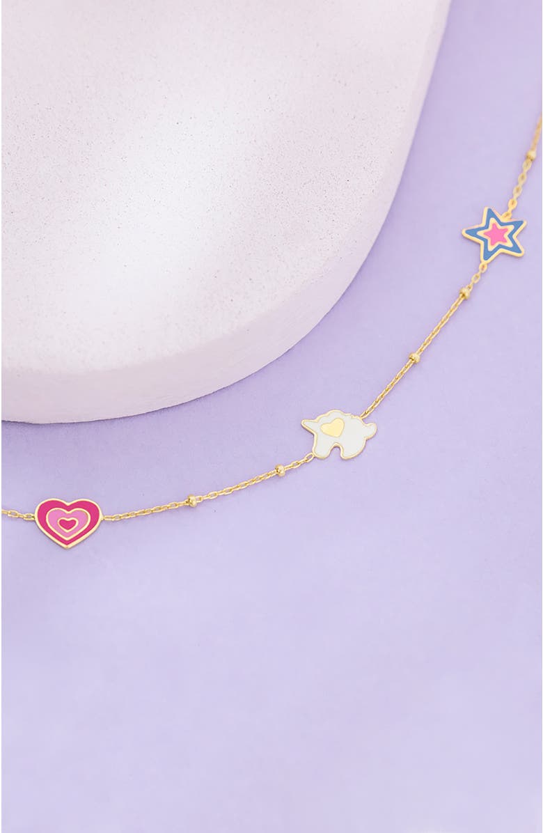 In Season Jewelry 14k Enamel Unicorn Power Bracelet, Alternate, color, Multi-Color