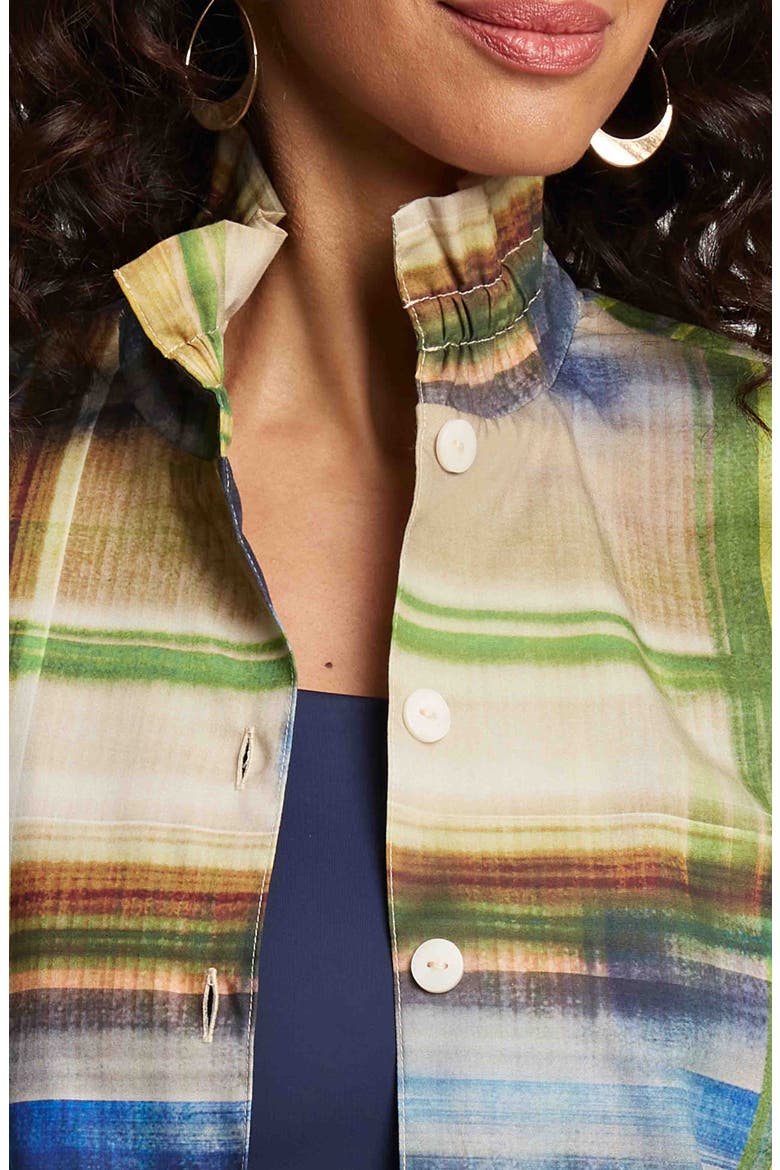 Carolina Painterly Stripe Cotton Button-Up Shirt, Alternate, color, BLUE MULTI