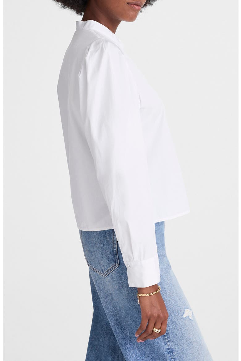Paulina Cotton Poplin Band Collar Button-Up Shirt, Alternate, color, WHITE