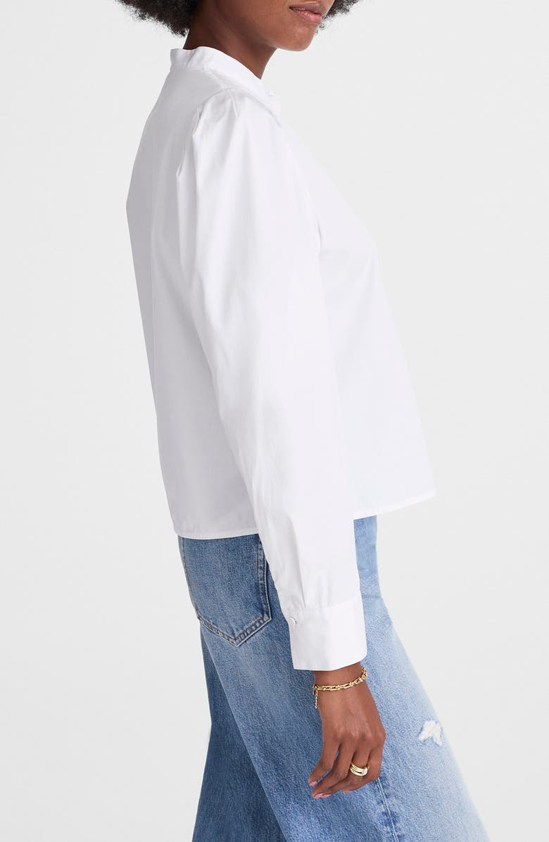 Madewell Paulina Cotton Poplin Band Collar Button-Up Shirt, Alternate, color, White