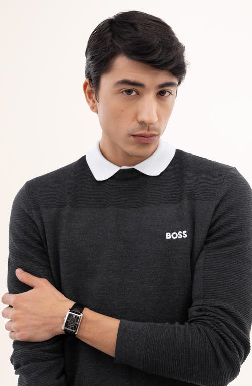 Hugo Boss Boss Principle Dress Leather Strap Watch, 28mm X 7.8mm In Black