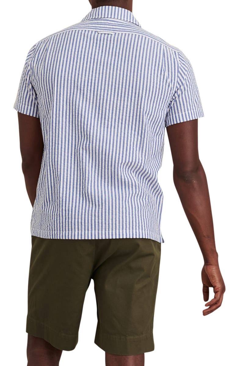 Alex Mill Stripe Short Sleeve Seersucker Button-Up Camp Shirt, Alternate, color, 