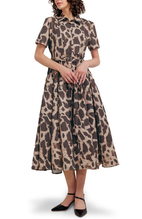 Animal Print A-Line Midi Dress