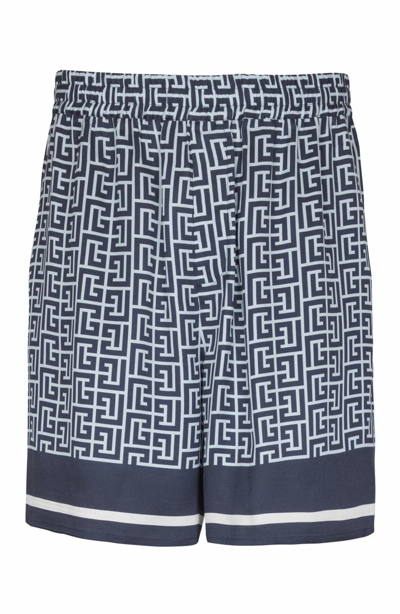 Balmain Flowing Monogrammed Shorts, Alternate, color, 