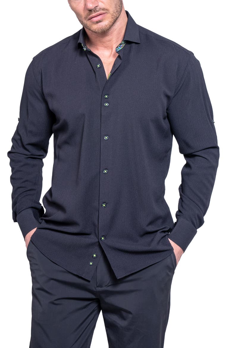 Einstein Resistance0159 Black Button-Up Shirt, Alternate, color, BLACK