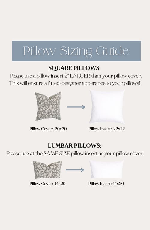 Linen & James Silas Muted Blue Floral Handblock Pillow Cover In Dusty Blue