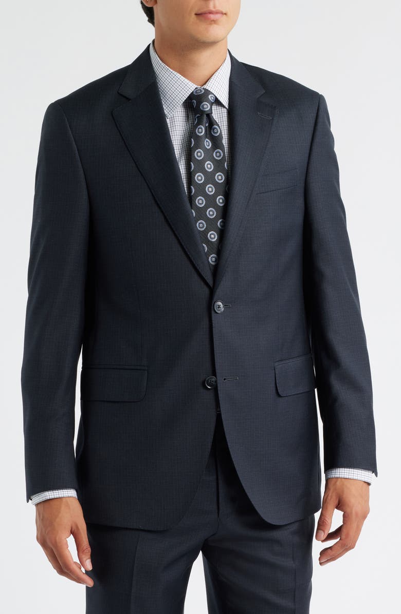 Peter Millar Flynn Classic Fit Grey Check Wool Suit, Alternate, color, Charcoal