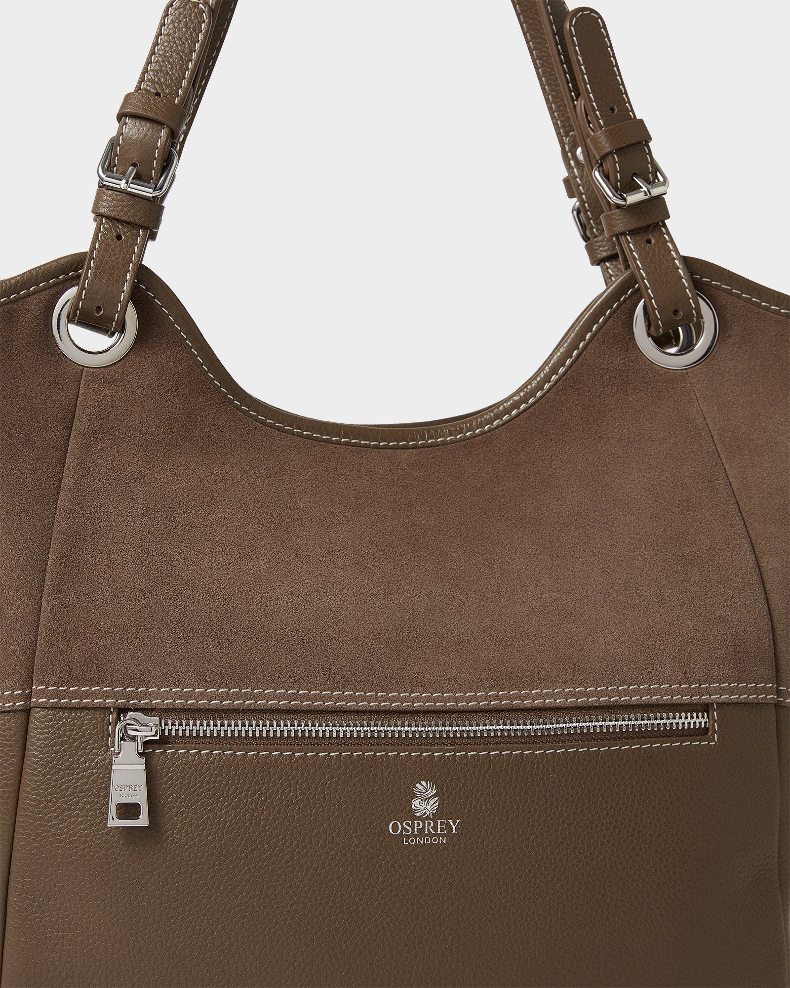 The Luxe Woodstock Suede & Leather Tote Bag, Alternate, color, Dark Truffle