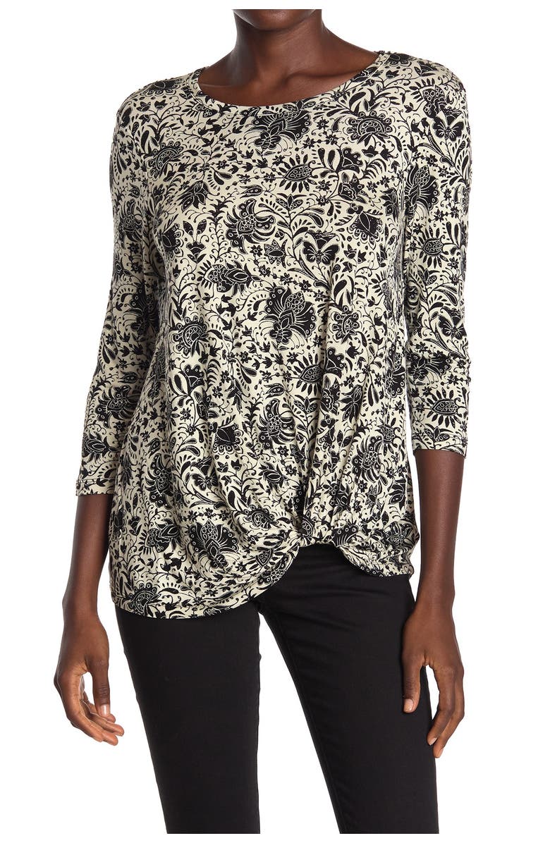 Bobeau 3/4 Length Sleeve Scoop Neck Top, Main, color, 