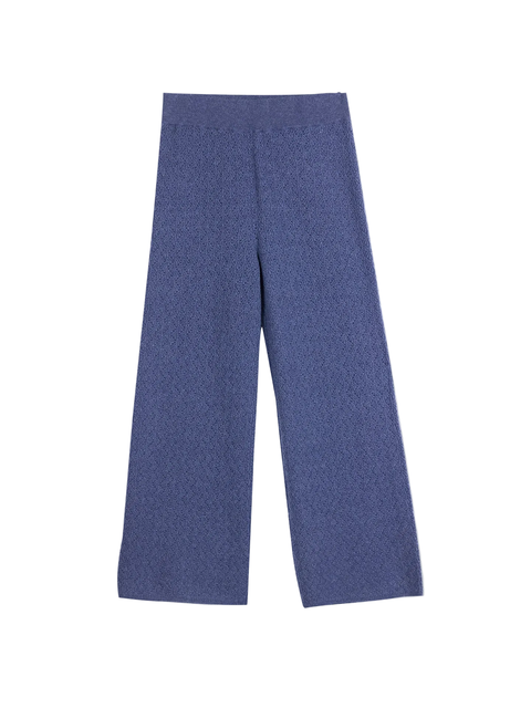 Wide-Leg Ajour Knit Cashmere Pants